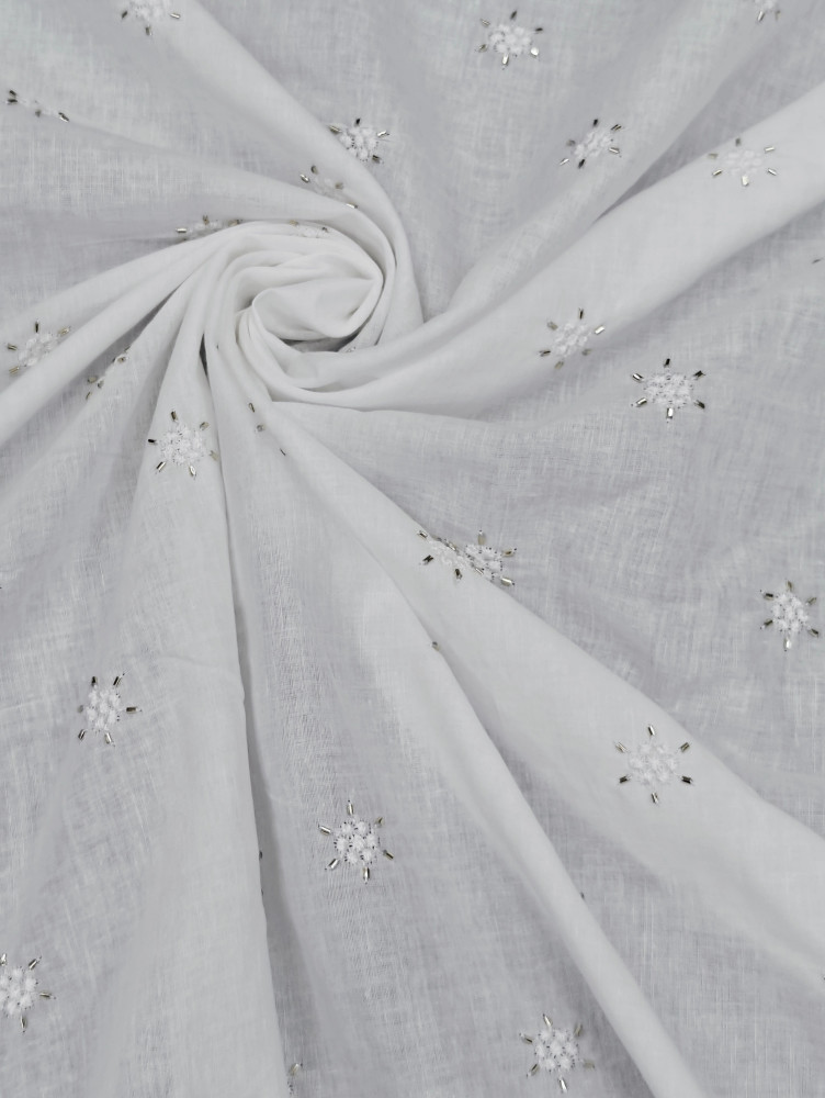 Image of Pearl White Cotton Beds Work With Embroidery