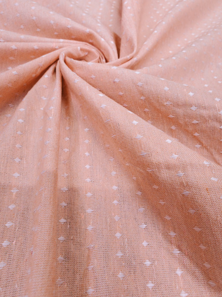 Peach Dobby Dot Premium Cotton Fabric