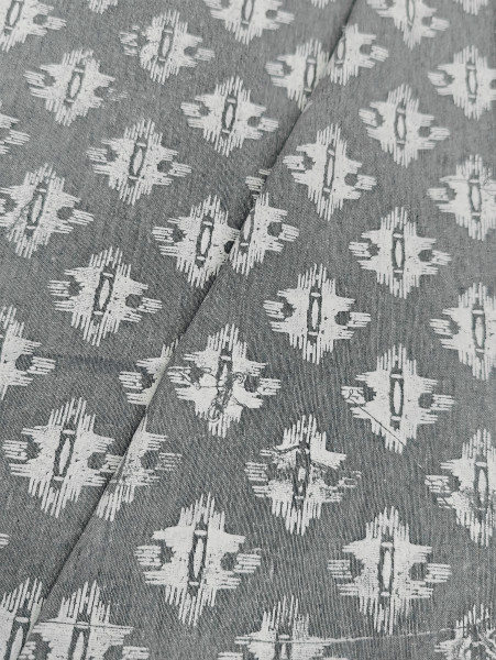 Charcoal Ikat-Inspired Geometric Cotton Fabric