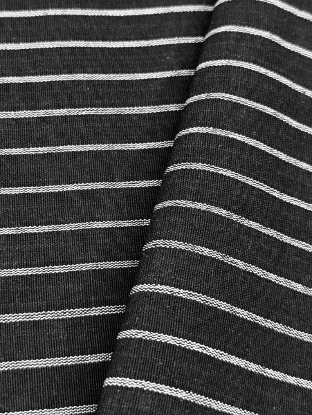 Black pure cotton with white stripes