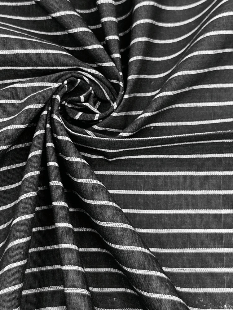 Image of Black pure cotton with white stripes