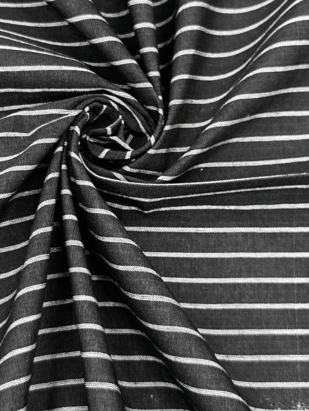 Black pure cotton with white stripes