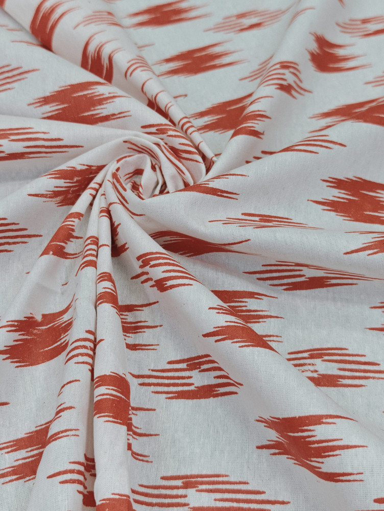 Image of Pure Handloom Cotton Ikat Print - Orange