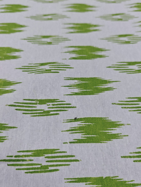Pure Handloom  Cotton Ikat Print-Green