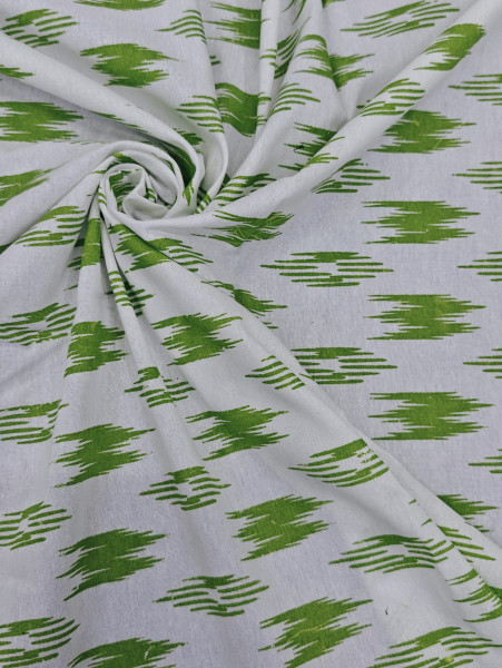 Pure Handloom  Cotton Ikat Print-Green