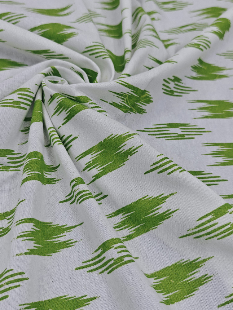 Image of Pure Handloom  Cotton Ikat Print-Green