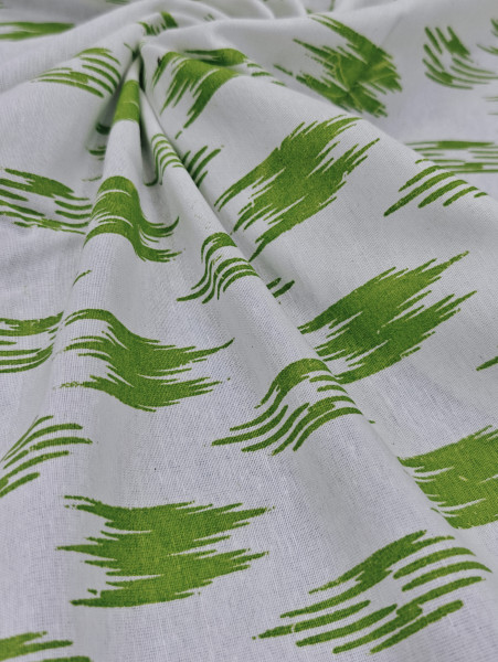 Pure Handloom  Cotton Ikat Print-Green