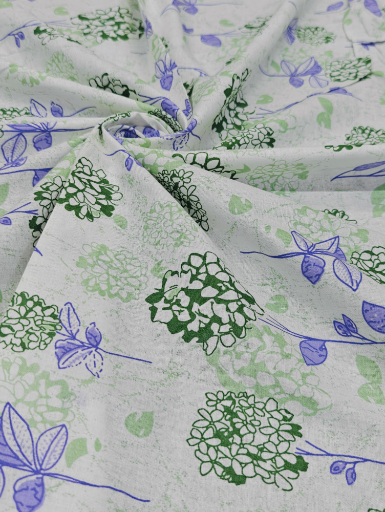 Image of White Floral Print Cotton