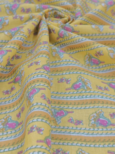Sunshine Floral Stripe Cotton Fabric