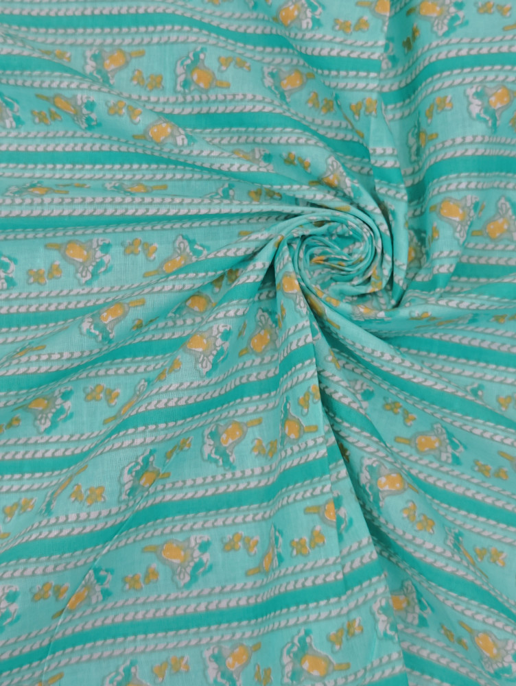 Image of Forest Floral Stripe Cotton Fabric