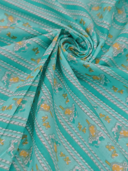 Forest Floral Stripe Cotton Fabric