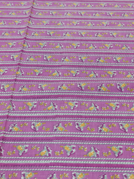 Pink Floral Stripe Cotton Fabric