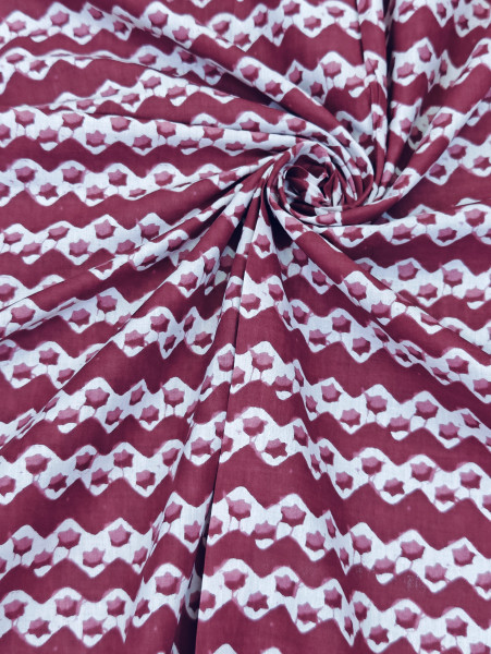 Red ZigZag Stripe Cotton Fabric