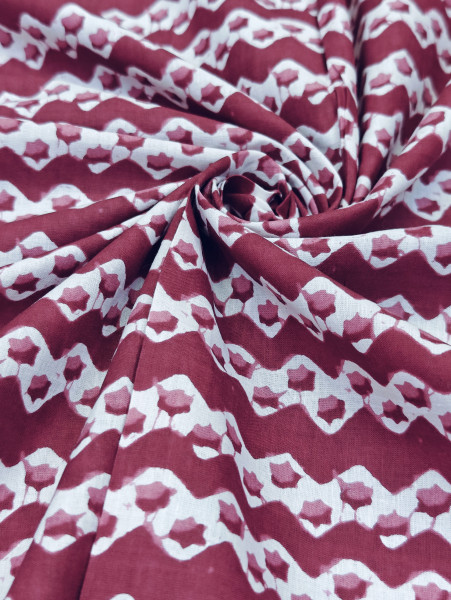 Image of Red ZigZag Stripe Cotton Fabric