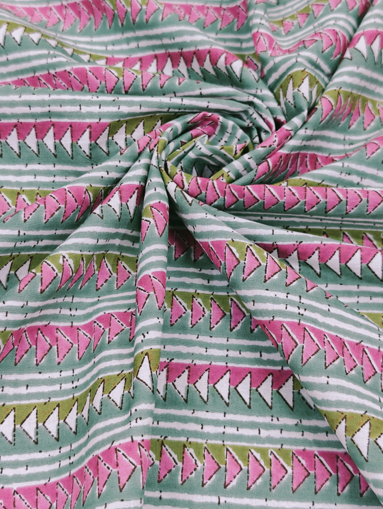 Image of Beautiful Tringle Pattern Stripe Cotton Fabric