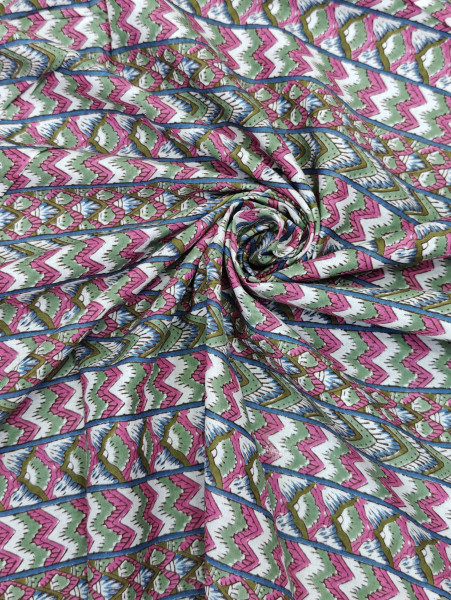 Multi-Color ZigZag Pattern Stripe Cotton Fabric
