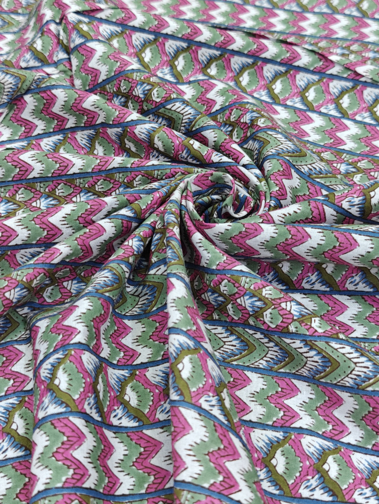 Image of Multi-Color ZigZag Pattern Stripe Cotton Fabric