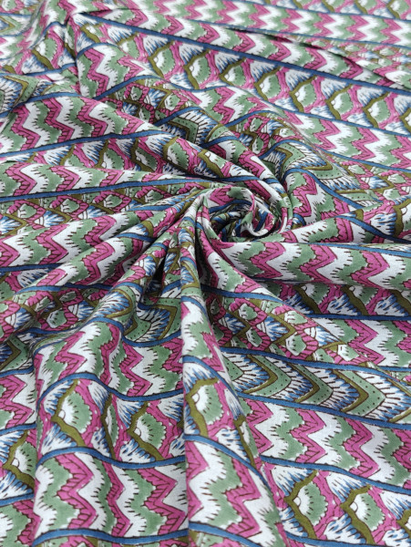 Multi-Color ZigZag Pattern Stripe Cotton Fabric