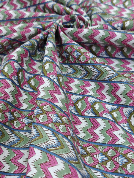 Multi-Color ZigZag Pattern Stripe Cotton Fabric
