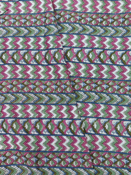 Multi-Color ZigZag Pattern Stripe Cotton Fabric