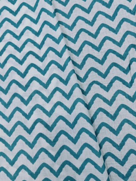 Sea Green ZigZag Stripe Cotton Fabric
