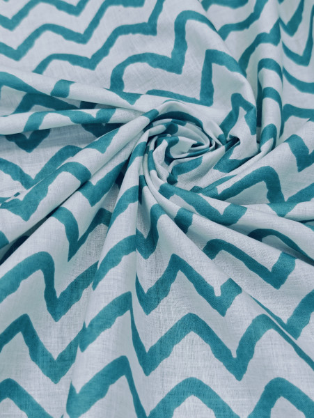 Sea Green ZigZag Stripe Cotton Fabric