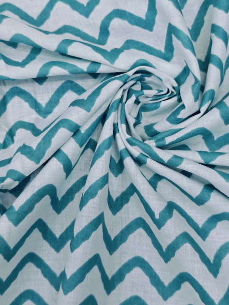 Sea Green ZigZag Stripe Cotton Fabric