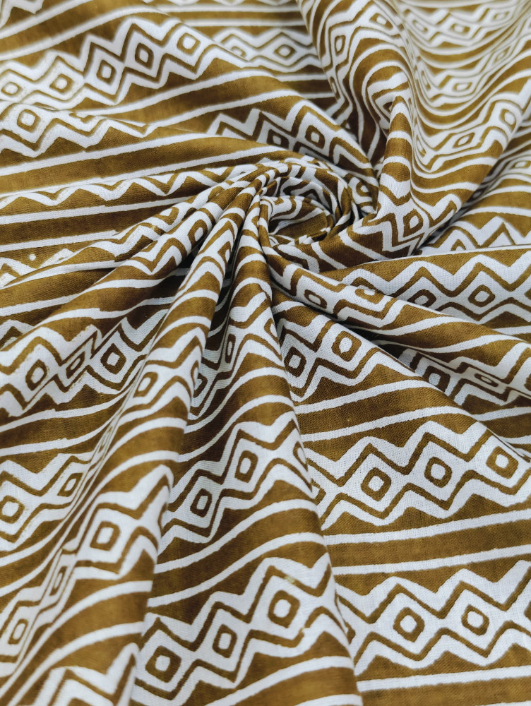 Image of Chocolate ZigZag Stripe Cotton Fabric