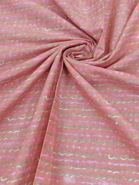 Peach Pattern Stripe Cotton Fabric