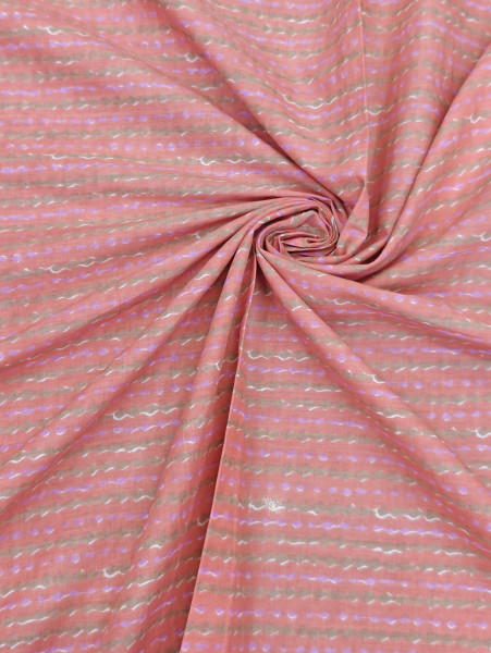 Peach Pattern Stripe Cotton Fabric