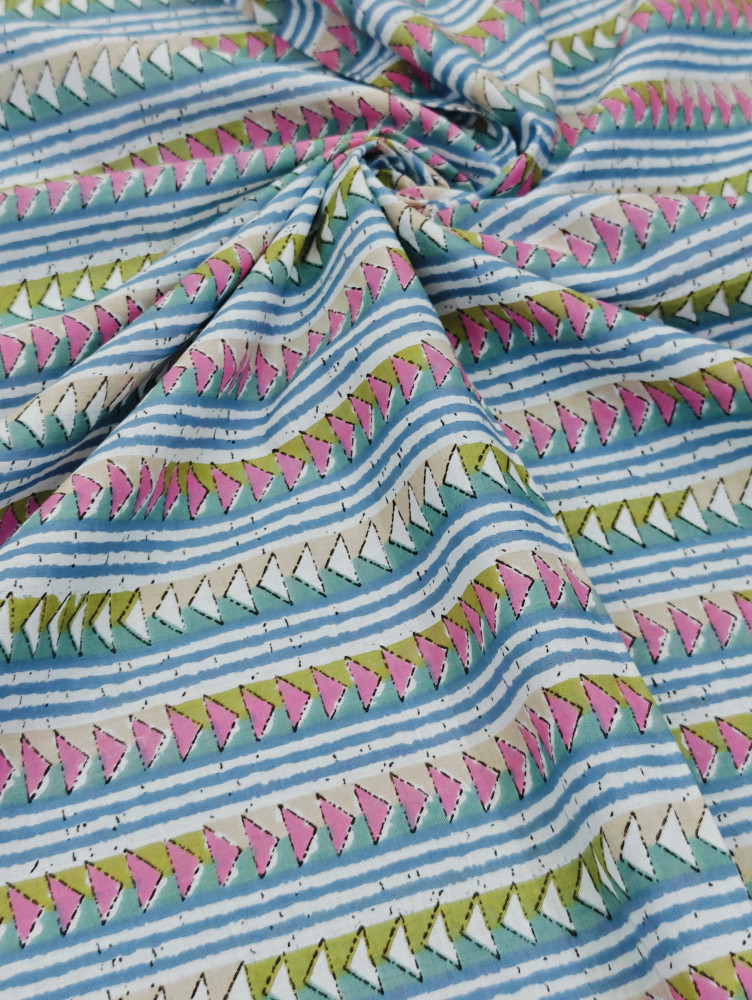 Image of Beautiful Tringle Pattern Stripe Cotton Fabric