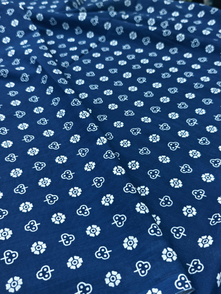 Indigo floral and geometric Print
