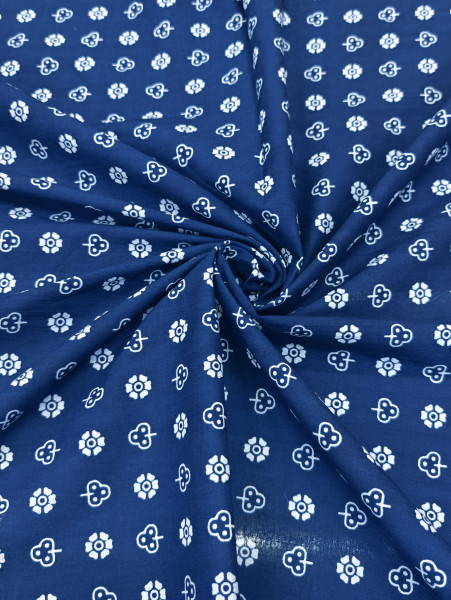 Indigo floral and geometric Print