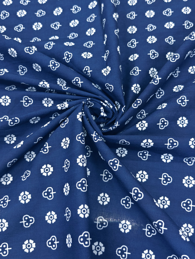 Image of Indigo floral and geometric Print