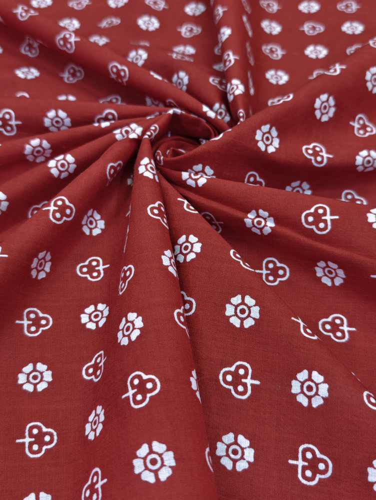 Image of Red floral and geometric Print