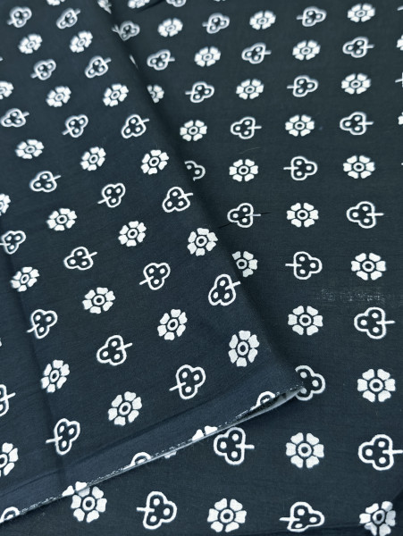 Black floral and geometric Print