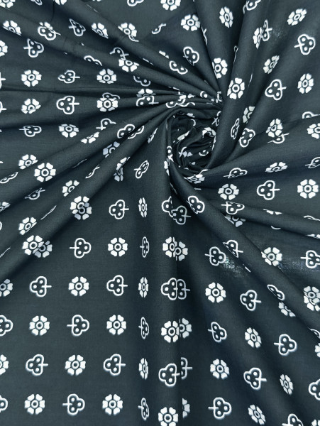 Black floral and geometric Print