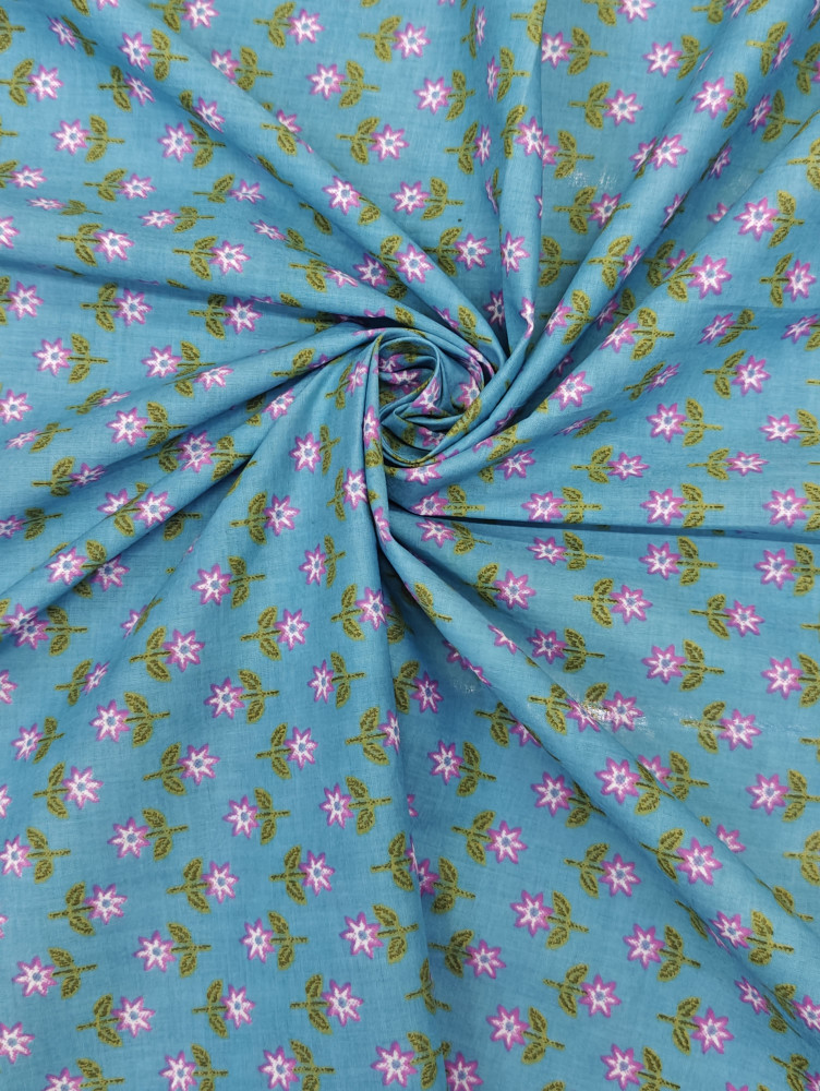 Image of Sky Blue Floral Buti Print