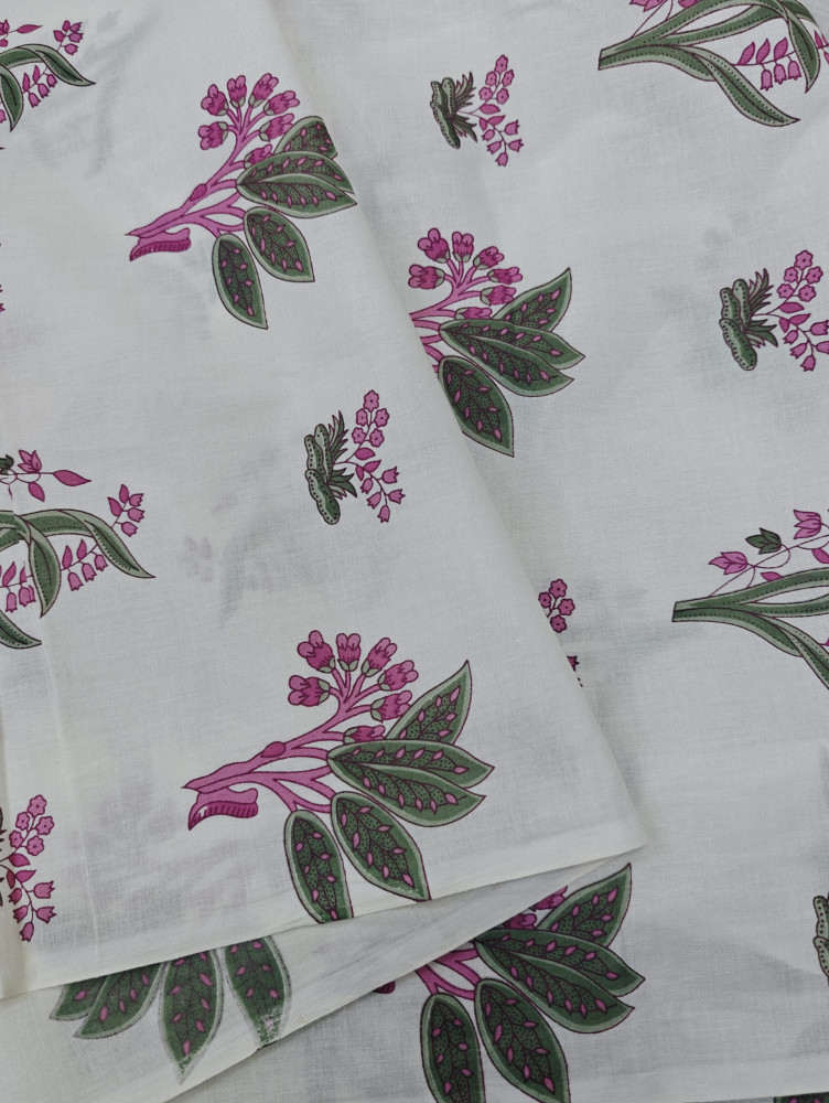 Image of Pink Mughal Buta Printed Fabric