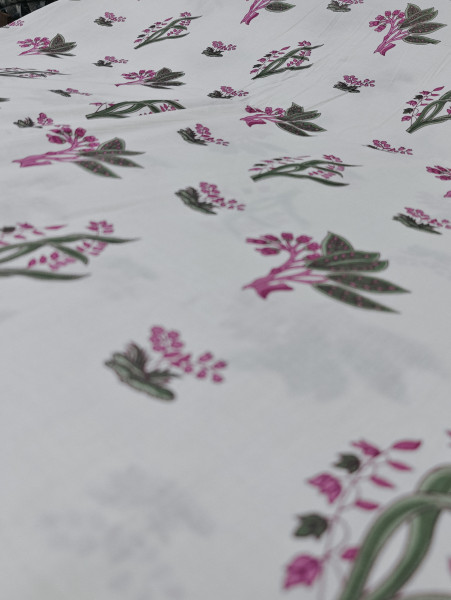 Maroon and Pink Zigzag Floral Cotton Fabric