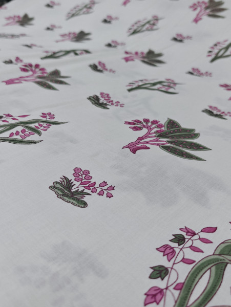 Maroon and Pink Zigzag Floral Cotton Fabric