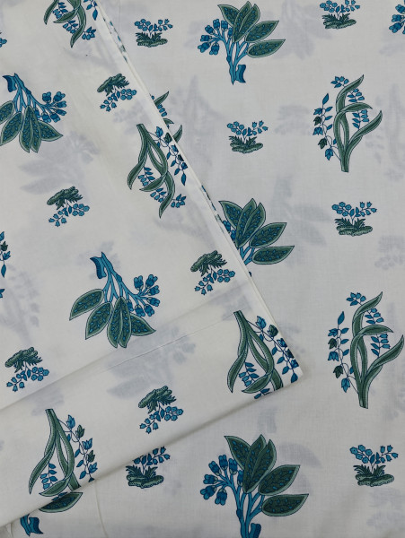Blue Mughal Buta Printed Fabric
