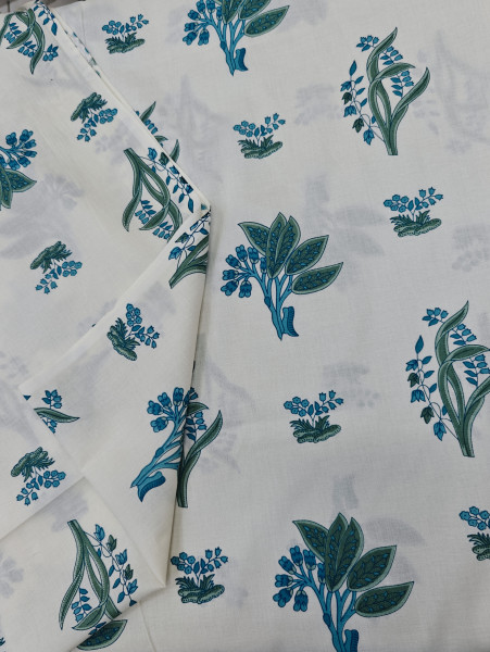 Blue Mughal Buta Printed Fabric