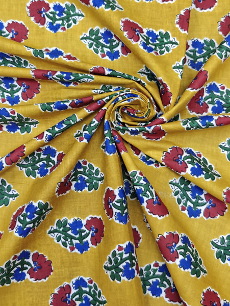 Yellow Buti Printed Fabric