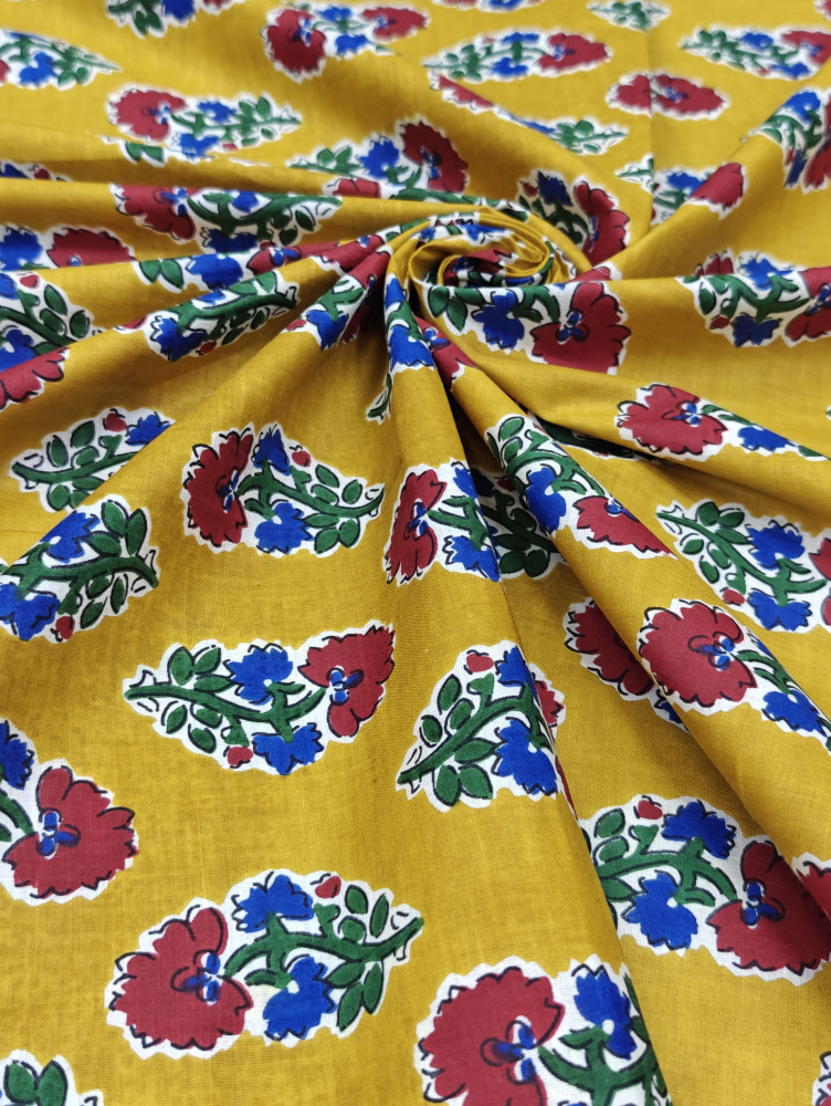 Image of Yellow Buti Printed Fabric