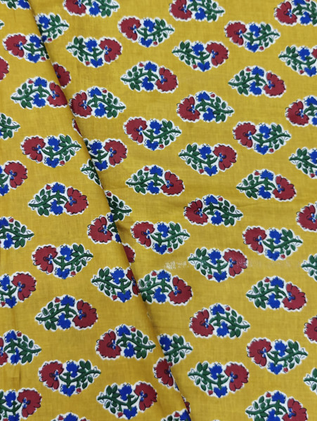 Yellow Buti Printed Fabric