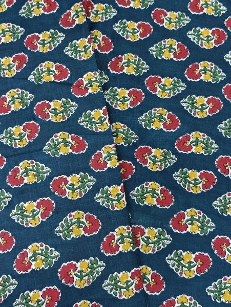 Peacock Green Buti Printed Fabric