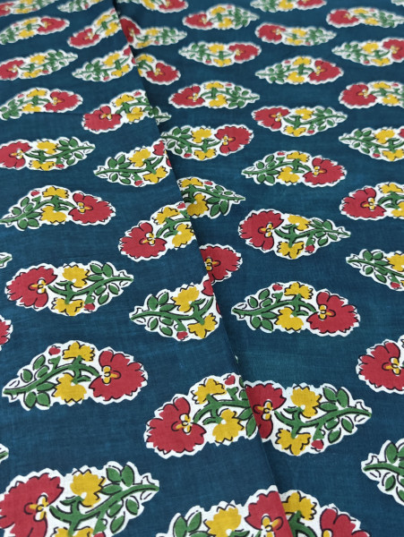 Peacock Green Buti Printed Fabric