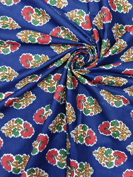 Navy Blue Buti Printed Fabric