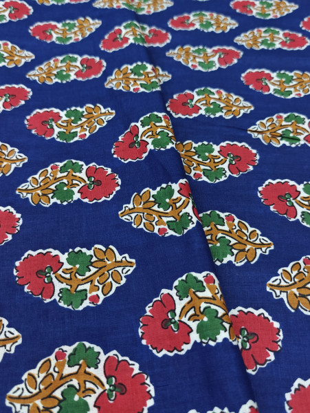 Navy Blue Buti Printed Fabric